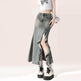 Irregular Half-length Split Denim long Skirt - EX-STOCK Canada