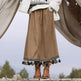 Corduroy Ethnic Style Fur Ball Stitching Brown High Waist Tassel Versatile Maxi Skirt - EX-STOCK Canada
