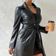 Fashionable Longline leather overcoat Jacket for women - EX-STOCK CANADA