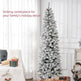 7ft Pencil Christmas Tree, Flocked Tree With 687 Branch Tips And Metal Base For Home, Indoor, Holiday EX-STOCK Canada 