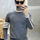 Simple All-match Slim fit Round Neck Pullover Sweater top for men - EX-STOCK Canada