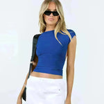 Slim Fit Backless Crop Top Summer Charming Breathable Short Sleeve  Low Back Top  Tank Top for Women - EX-STOCK CANADA