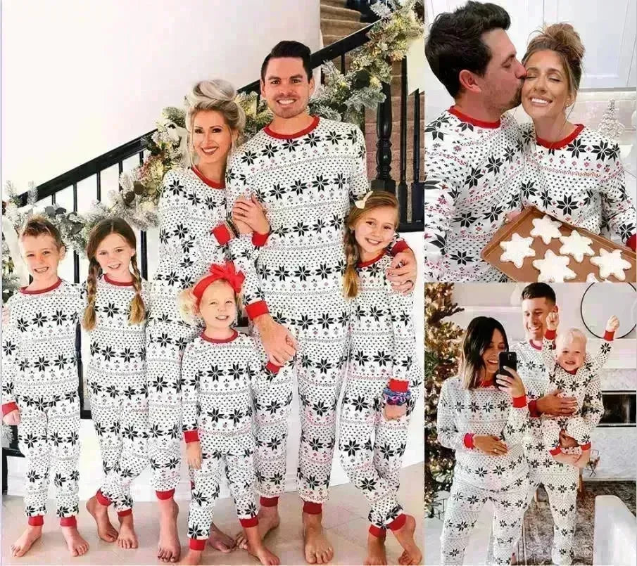 Polyester Black And White Contrast Color Christmas New Parent-Child Women's Casual Suit - EX-STOCK CANADA
