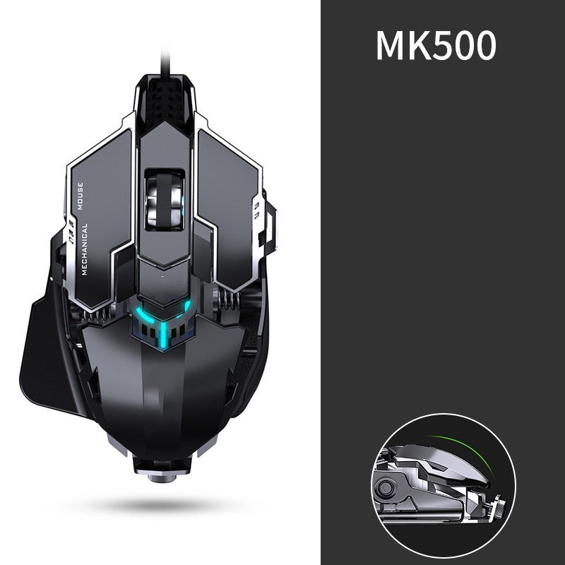 ماوس ألعاب Forerunner MK500 Esports – سلكي، 12000 DPI، أزرار ماكرو، وزن معدني (أسود / فضي)