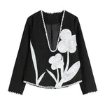 Black And White Splicing Velvet V-neck Overlapping Coat Color Contrast Skirt Suit - EX-STOCK CANADA