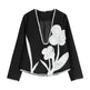 Black And White Splicing Velvet V-neck Overlapping Coat Color Contrast Skirt Suit - EX-STOCK CANADA