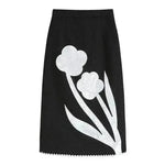 Black And White Splicing Velvet V-neck Overlapping Coat Color Contrast Skirt Suit - EX-STOCK CANADA