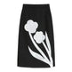 Black And White Splicing Velvet V-neck Overlapping Coat Color Contrast Skirt Suit - EX-STOCK CANADA