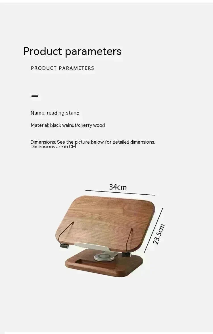 Black Walnut Solid Wood Reading Rack Adjustable Rotating Children's Reading Artifact IPad Bracket - EX-STOCK CANADA