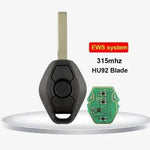 BMW EWS 3 Key Straight Board Replacement Remote Fob Key 315/433 MHZ ID44 HU58 Chip - EX-STOCK Canada
