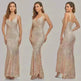 Body Fitted Wedding Bridesmaid Party Sequined Champagne sexy Long Dress - EX-STOCK CANADA