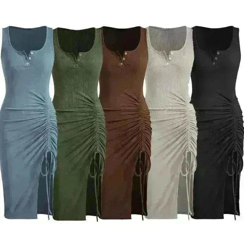 Bottom Drawstring Thread Dress Tight Skirt - EX-STOCK CANADA