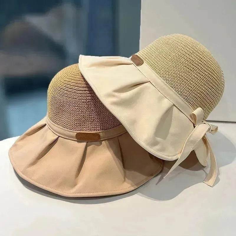 Bow Fisherman Hat Summer Straw Sunhat With Large Brim Anti-UV Sunshade And Face Protection Hat Outdoor - EX-STOCK Canada