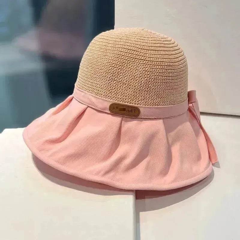 Bow Fisherman Hat Summer Straw Sunhat With Large Brim Anti-UV Sunshade And Face Protection Hat Outdoor - EX-STOCK Canada