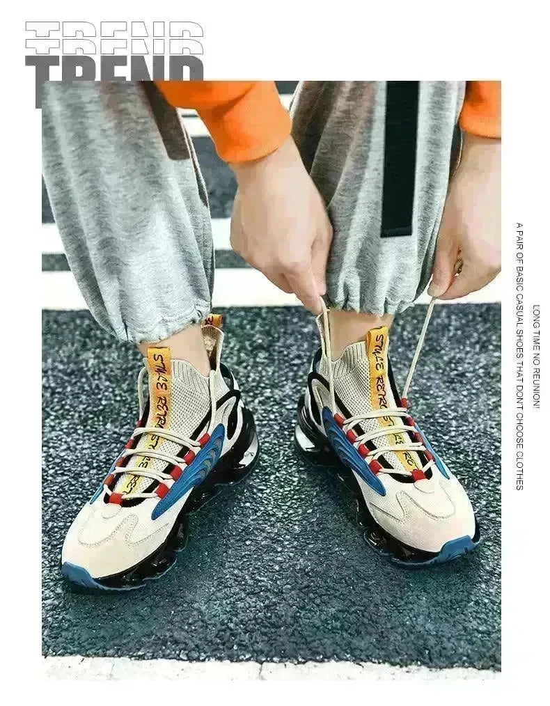 Breathable Fly Woven Mesh High-top Thick-soled Old Shoes Casual Sports Socks Running Shoes - EX-STOCK CANADA
