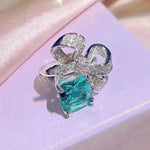 Bright Peacock Emerald Ring White Gold Plated - EX-STOCK CANADA