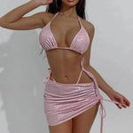 Bright Surface Charming Lacing Bikini Skirt Three-piece Set - EX-STOCK Canada