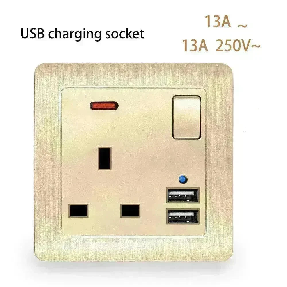 British Standard USB Wall Three-hole Power Strip Socket Panel - EX-STOCK CANADA