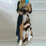 Button Fashion Print Long Sleeve Shirt Sexy Dress Women - EX-STOCK CANADA