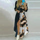 Button Fashion Print Long Sleeve Shirt Sexy Dress Women - EX-STOCK CANADA