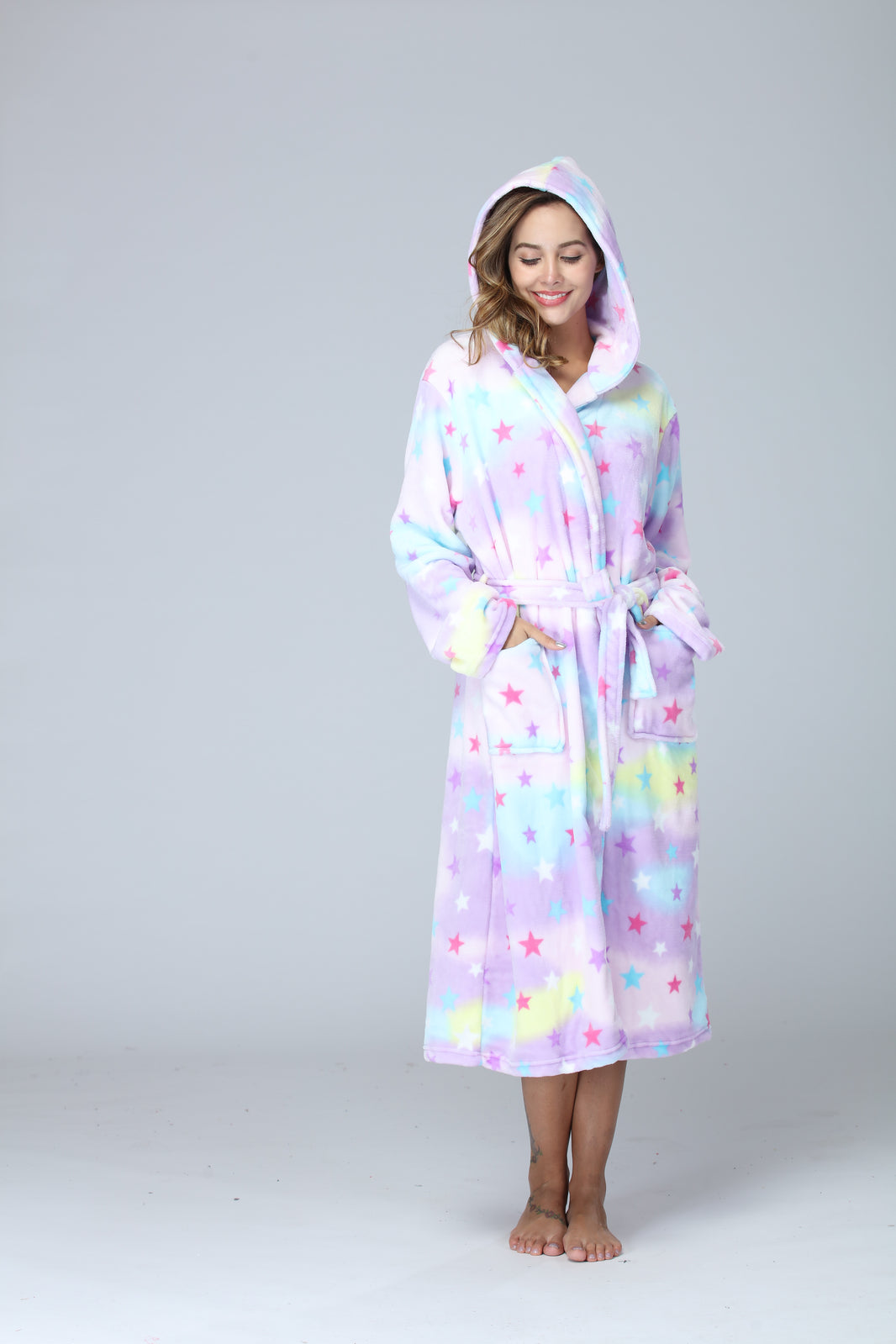 RONGTAI Womens Long Robes Plush Fleece Nightgown Thick Hooded Bathrobe With Pockets Fluffy Sleepwear For Men EX-STOCK Canada 