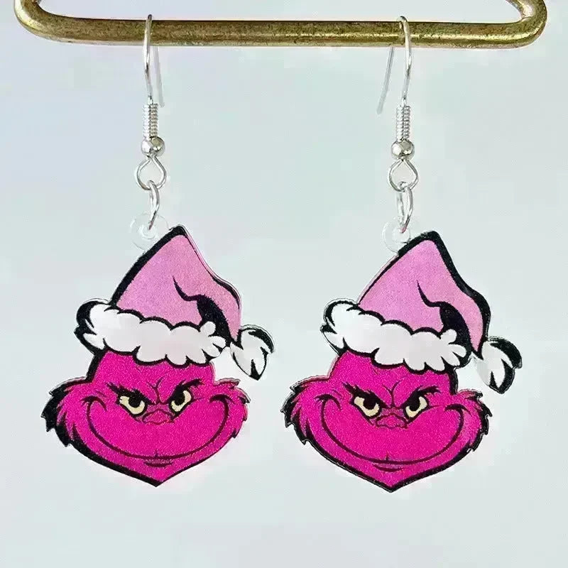 Acrylic Earrings Christmas Cute Cartoon Christmas Santa Claus Tree Football Lightning Earrings Jewelry - EX-STOCK CANADA