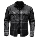 Fashion Plaid Denim Long-sleeved mens denim shirt Slim fit Jeans Shirt for men Denim top for men - EX-STOCK Canada