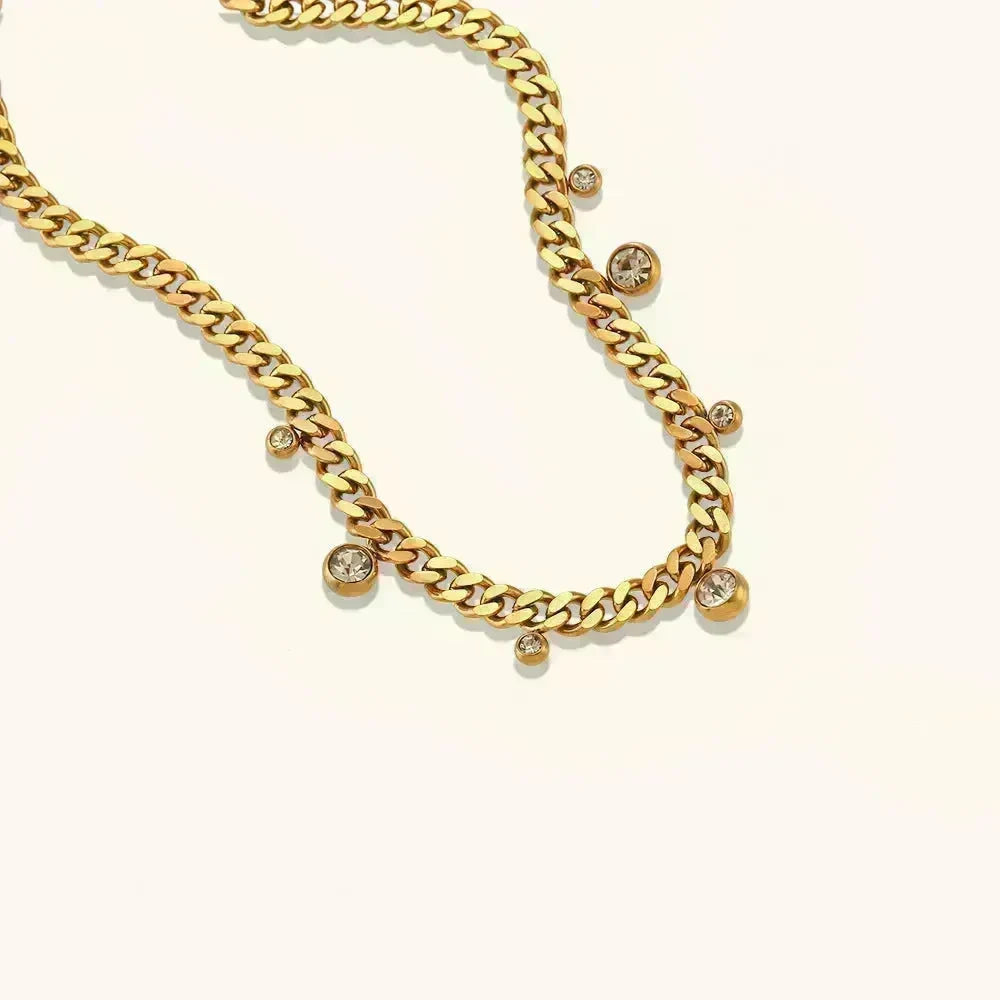 Round Zircon Pendant Cuban Link Chain Necklace - EX-STOCK CANADA