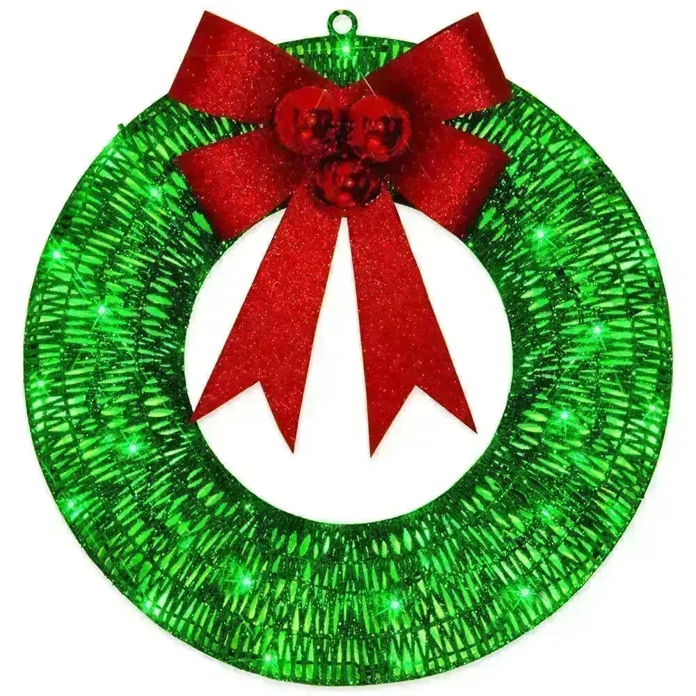 Front Door Wreath Bowknot Luminous LED Light Christmas Garland - EX-STOCK CANADA