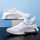 Fashion Mesh Sock Shoes With Striped Design Men Outdoor Breathable Slip-on Sneakers Casual Lightweight Running Sports Shoes - EX-STOCK Canada