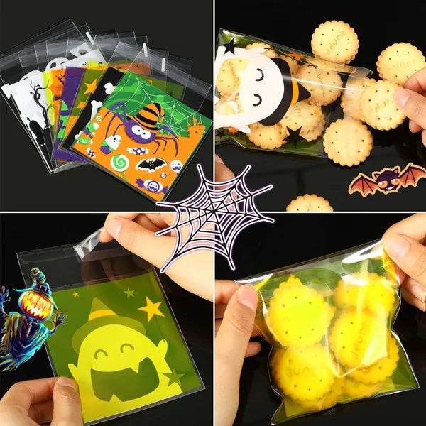 450 Pcs Halloween Cellophane Treat Bags Self-sealing Clear Candy Cookie Bags Pumpkin Ghost Black Cat Skull Trick Or Treat Bags For Halloween Birthday Trick Or Treat Party Favors Supplies - EX-STOCK Canada