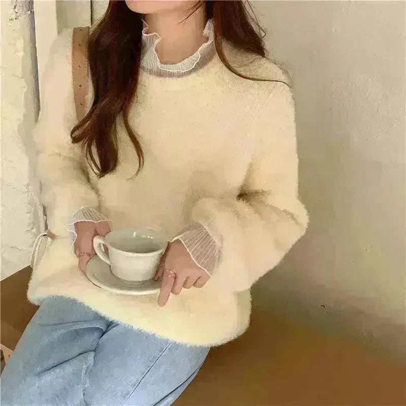 Autumn Winter Mink-like Wool Thick Plush Pullover Sweater for Women - EX-STOCK CANADA
