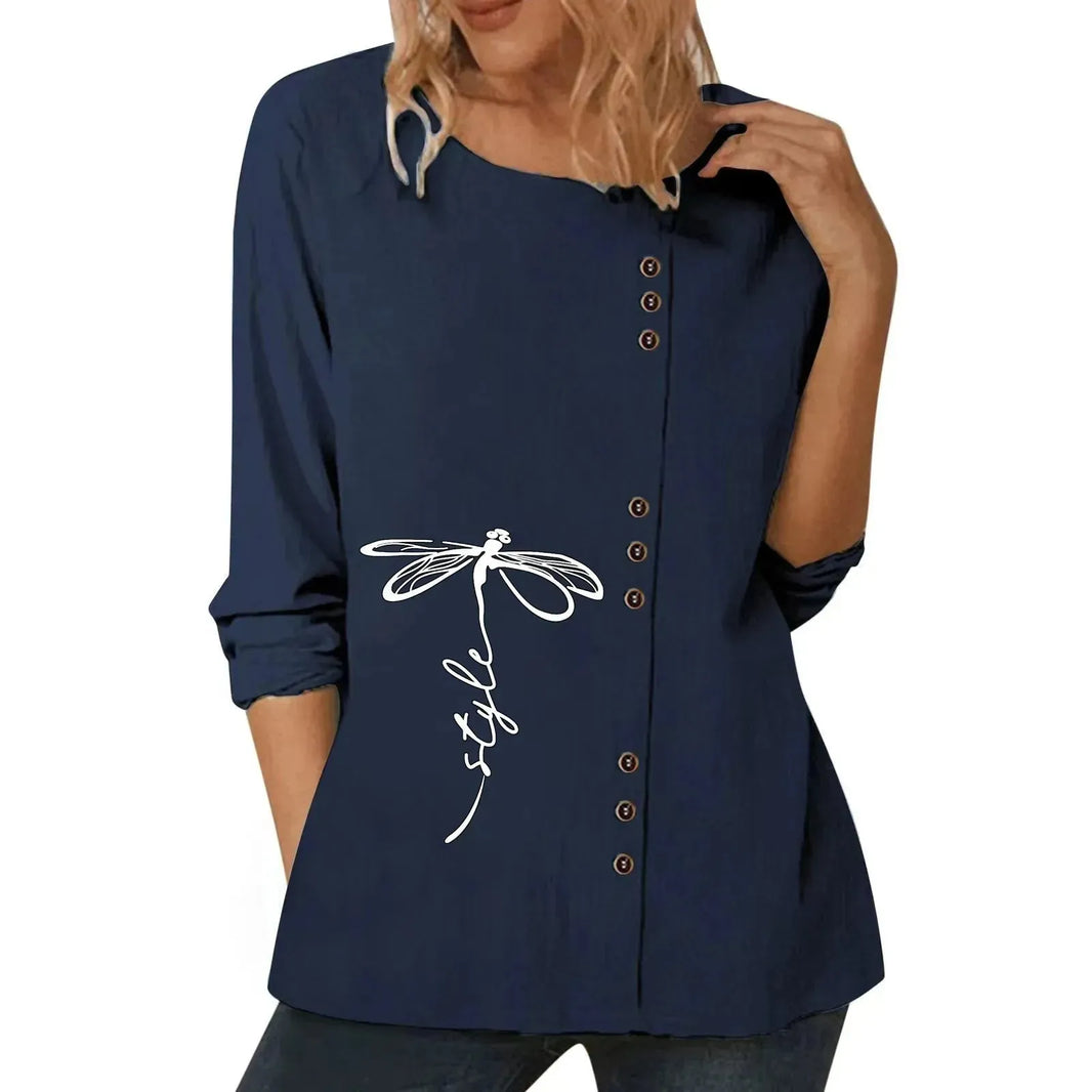 Casual Loose Cotton And Linen Long-sleeved summer Blouse Top For Women - EX-STOCK CANADA