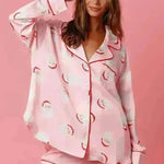 Satin Printed Santa Claus Two-piece Suit Home - EX-STOCK CANADA