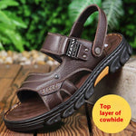Men's Non-slip Casual First Layer Cowhide Sandal Slippers  EX-STOCK CANADA