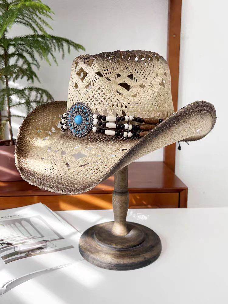Summer Outdoor Ethnic Style Felt and Straw Cowboy Hat - EX-STOCK Canada