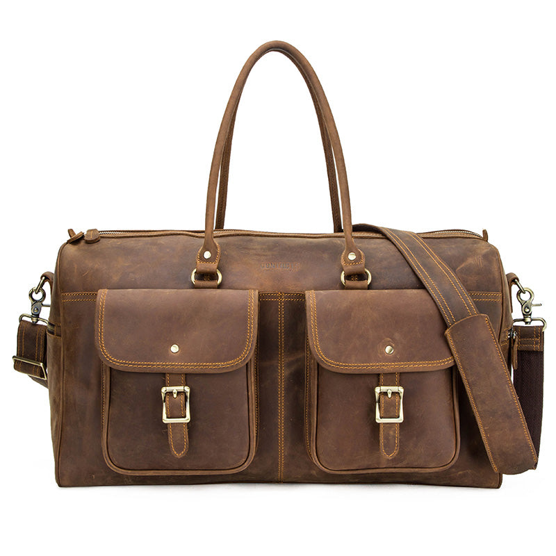 Retro Crazy Horse Cowhide Large Capacity Leather Travel Bag | EX-STOCK Canada 
