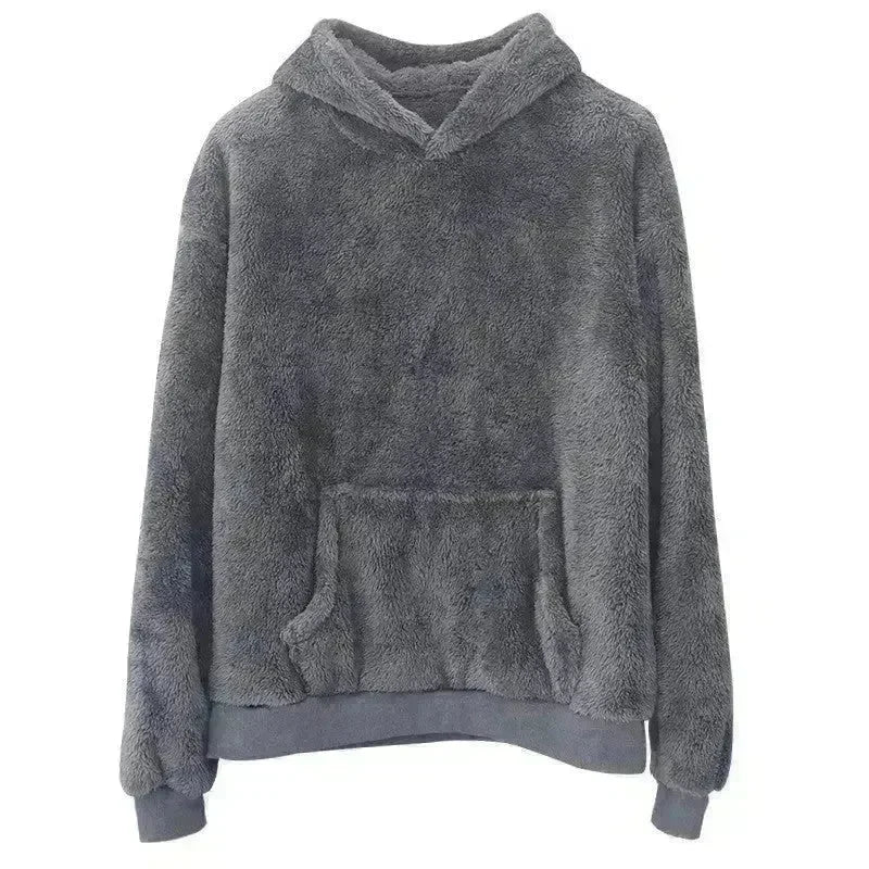 Men Winter New Double-sided Velvet Fleece Pocket Hoodie Sweatshirt Pullover - EX-STOCK CANADA
