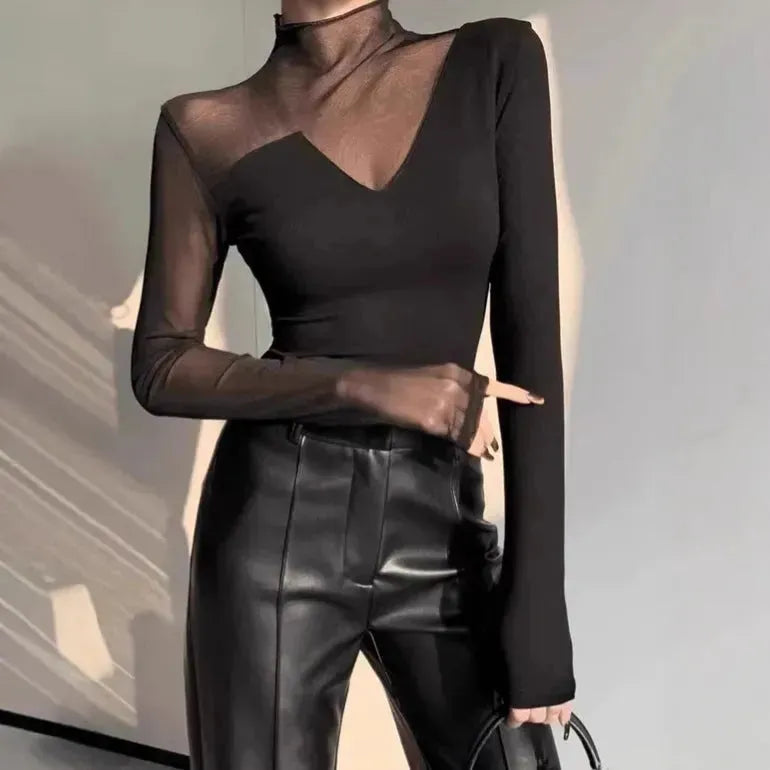 Fashion Chic Slim fit High neck bodycon top for women - EX-STOCK CANADA