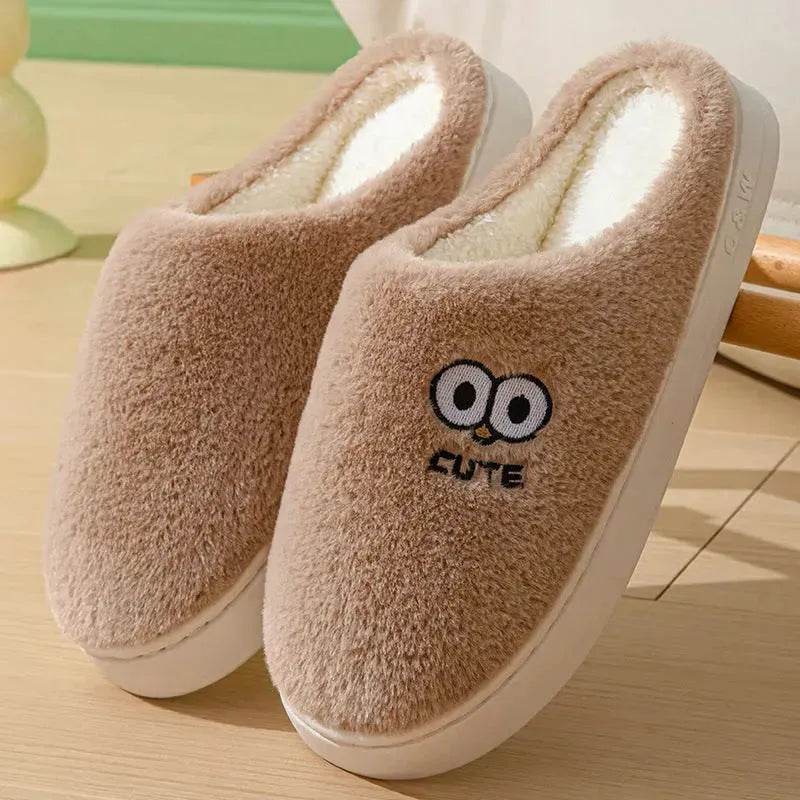 Cute Cartoon Big-eyes Slippers For Couples Winter Warm Non-slip Floor Bedroom Slipper Home Men And Women House Shoes - EX-STOCK Canada