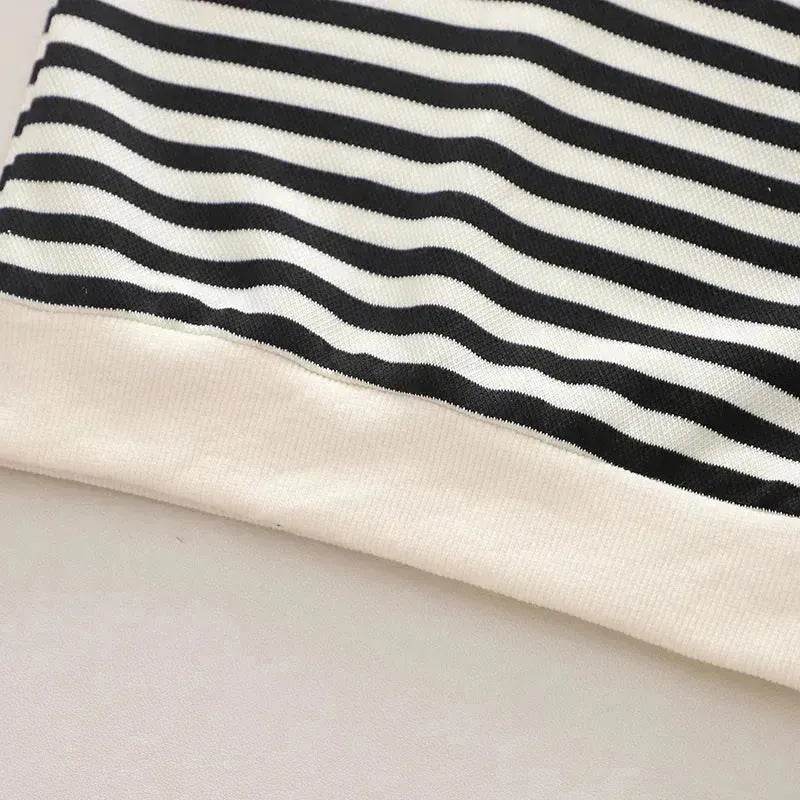 Casual Letter Stripes Loose Round Neck Boys' Long Sleeve Sweater Suit Two piece for boys - EX-STOCK Canada