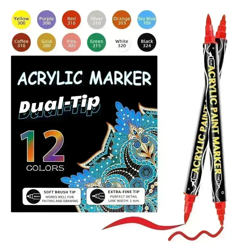 Acrylic Marker Pen Double-headed Stackable Water-based Paint Brush Paint Marker and Highlighter - EX-STOCK CANADA