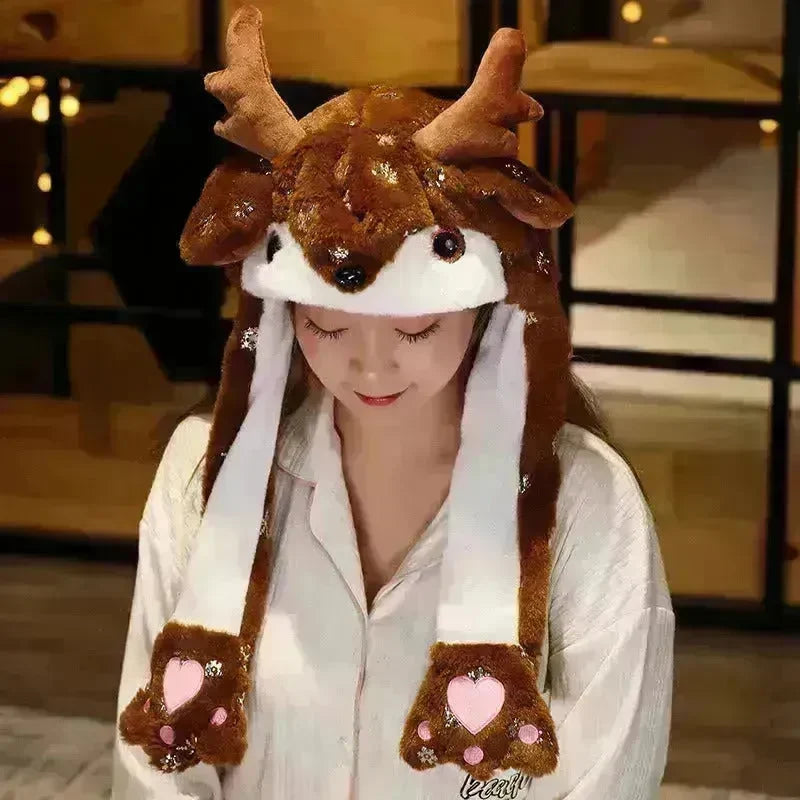 Novel Movable Christmas Hat Winter Cute Santa Claus Snowman Elk Hat - EX-STOCK CANADA