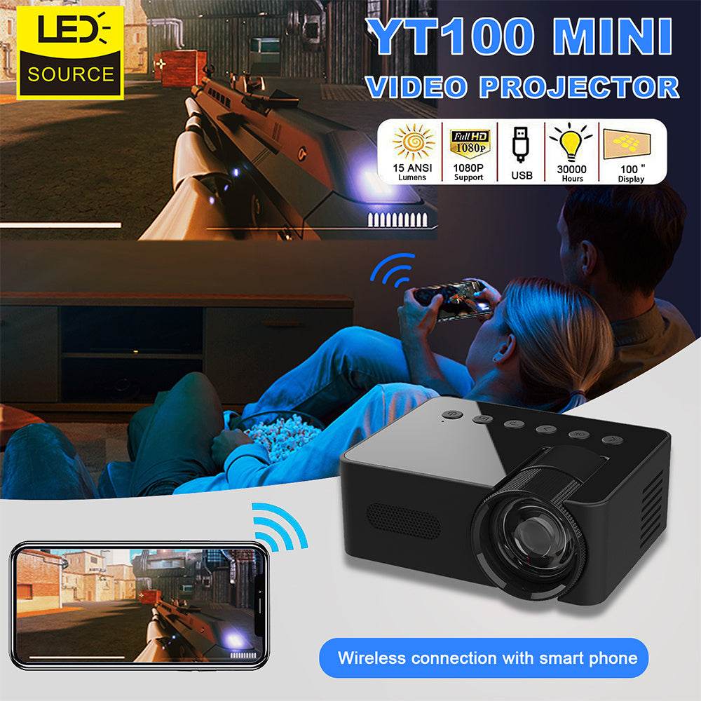 YT100 Mini Phone projector HD Home Wireless Mini Smartphone Projector - EX-STOCK Canada