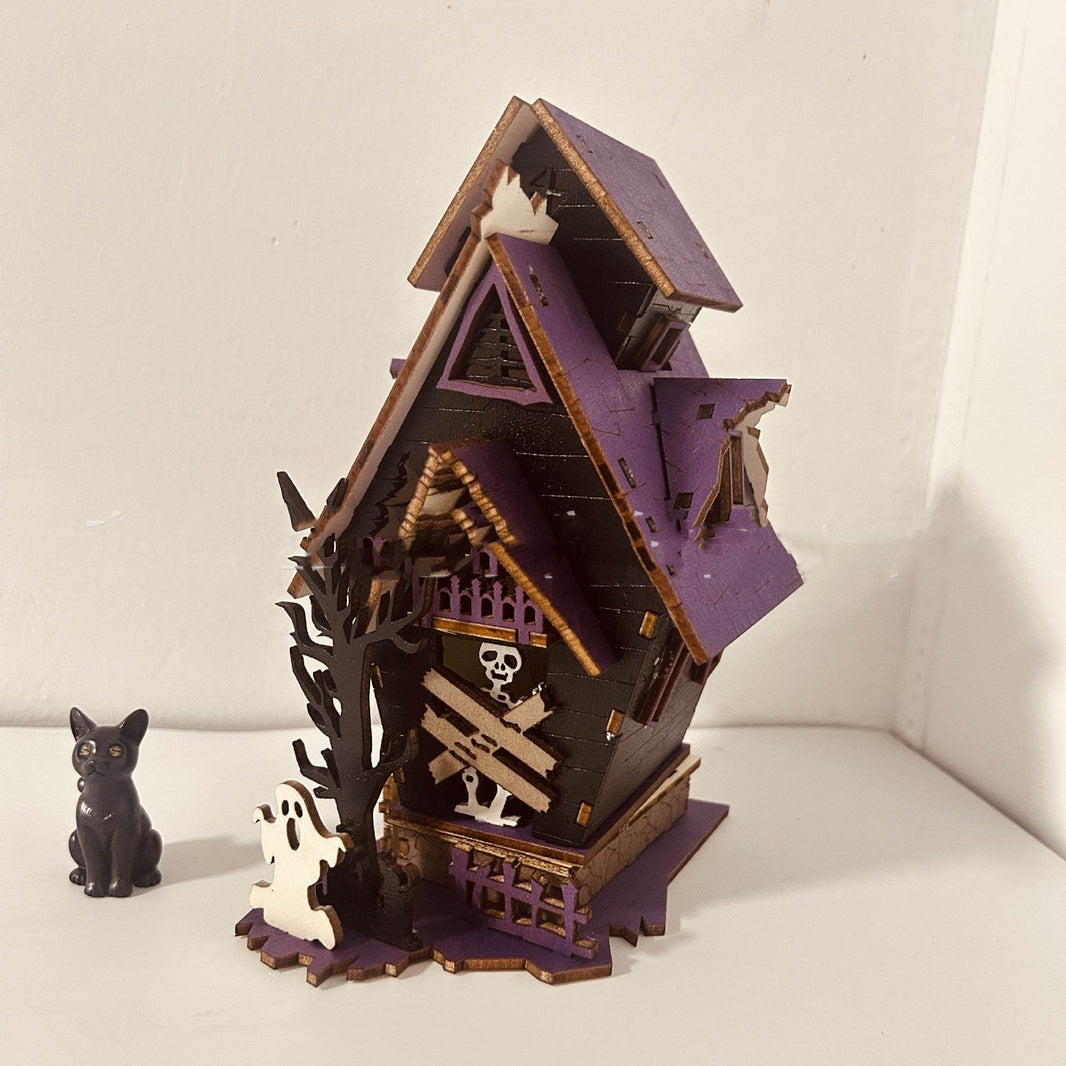 Halloween DIY Wooden Glowing Haunted House Table Decoration - EX-STOCK Canada