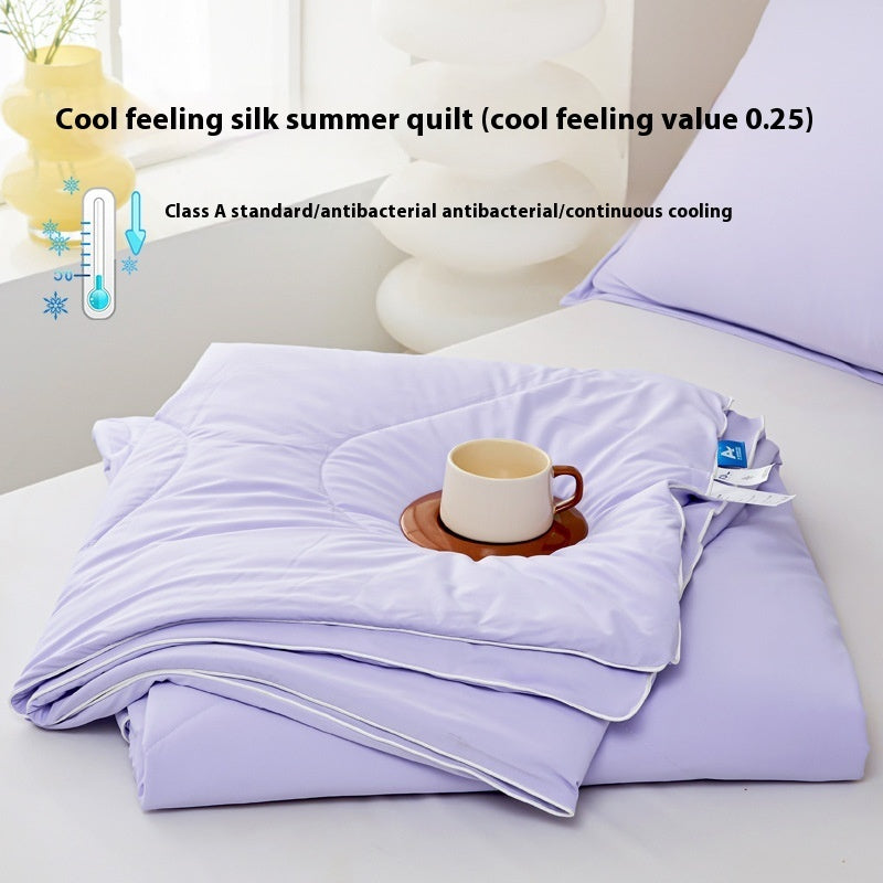 Pure Color Cool Silk Summer Blanket Airable Cover Single Double Summer Ice Cream Ice Silk Summer Quilt Machine Washable Thin Duvet - EX-STOCK Canada