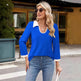 Casual Color Matching Lapel Long Sleeve Blouse Top Women - EX-STOCK CANADA