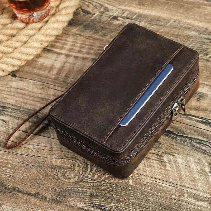 Portable Horse Leather Double Zipper Storage Cigar Travel Humidor Bag - EX-STOCK Canada