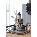 10x8.3x13.5 Cardboard Lighted Haunted House, Black Beige Tabletop Holiday Halloween Decor, Battery Powered - EX-STOCK Canada