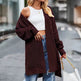Solid color Loose Cashmere Long Cardigan sweater Jacket for women - EX-STOCK Canada
